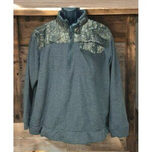 Realtree Mens Polyester Gray 1/4 Zip Pullover Jacket XL With Camo Accents